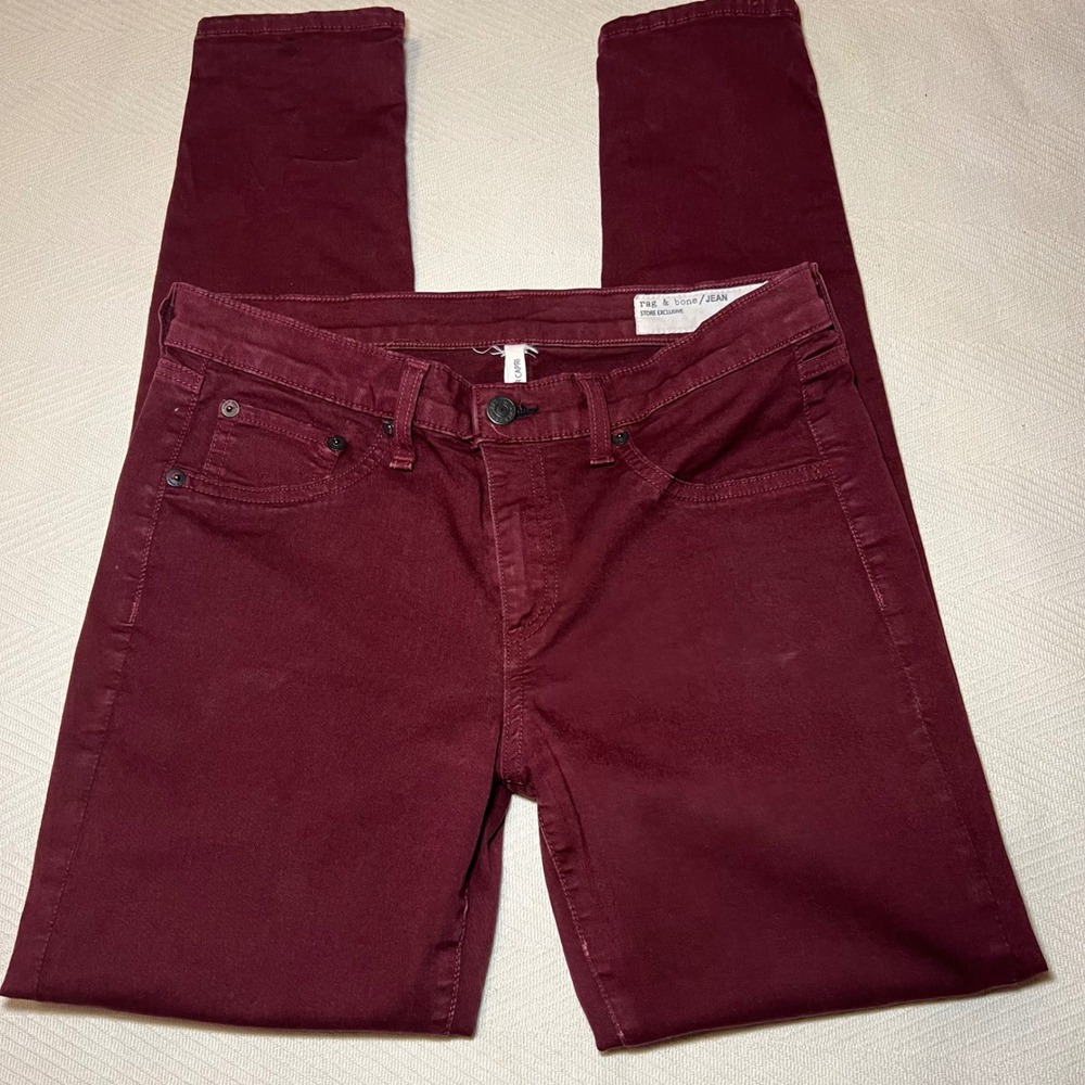 Rag & Bone Zipper Capri Burgundy Skinny Jeans Size 28ā
